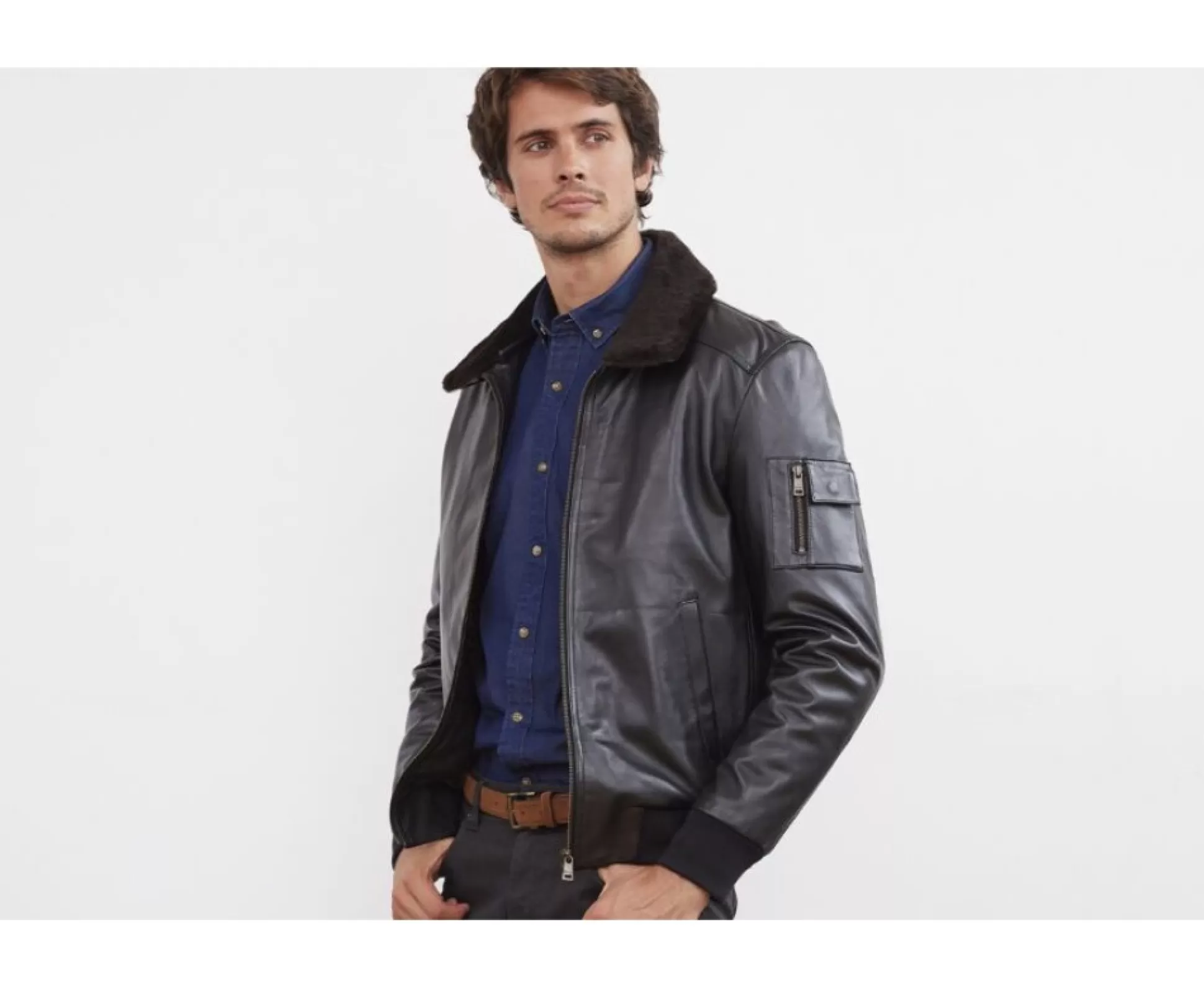 Bexley Blousons & Vestes Cuir*Blouson Aviateur Homme Everett Ii Noir