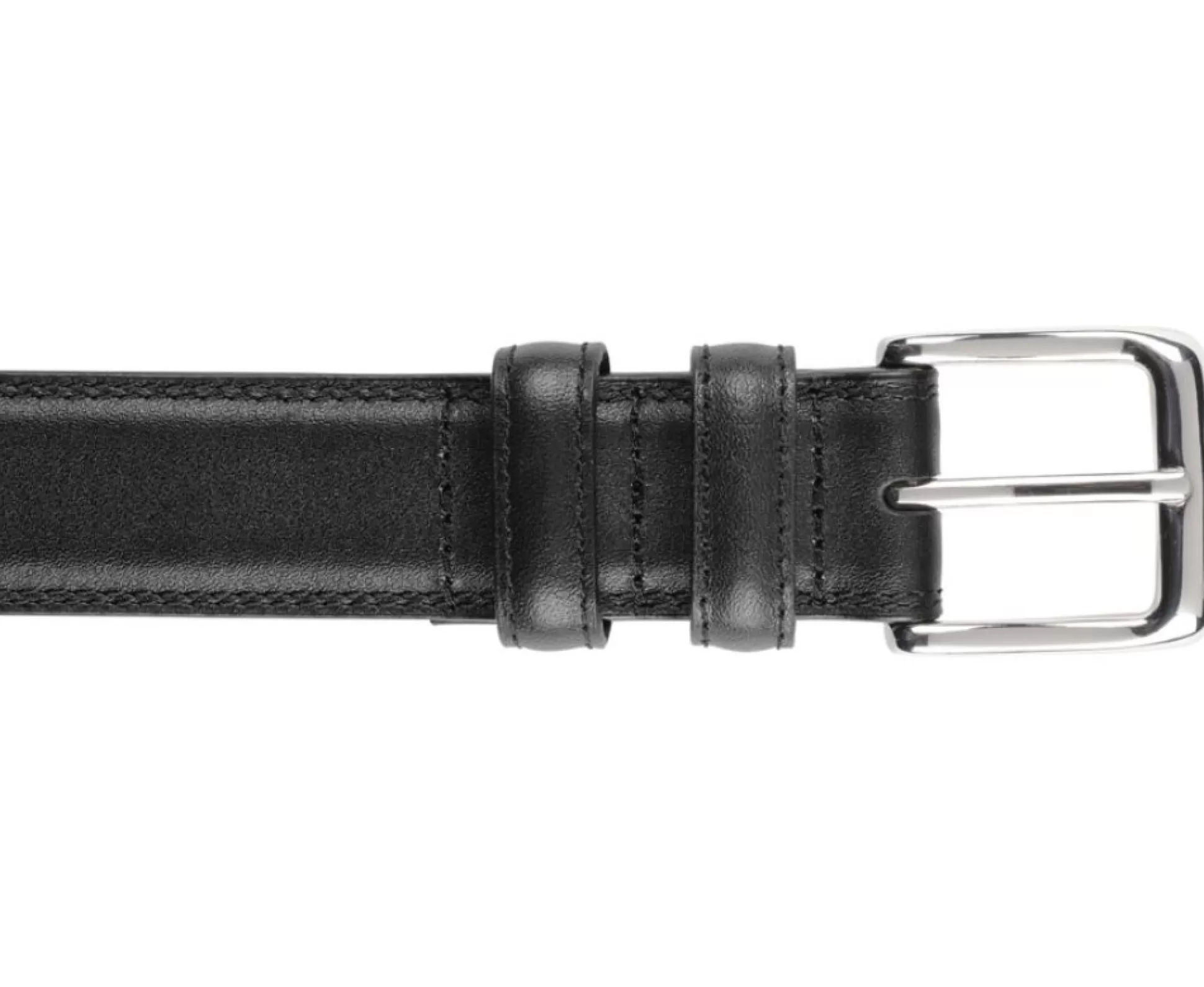 Bexley Ceintures*Ceinture Cuir Homme Avec Boucle Argent Brixton Silver Noir