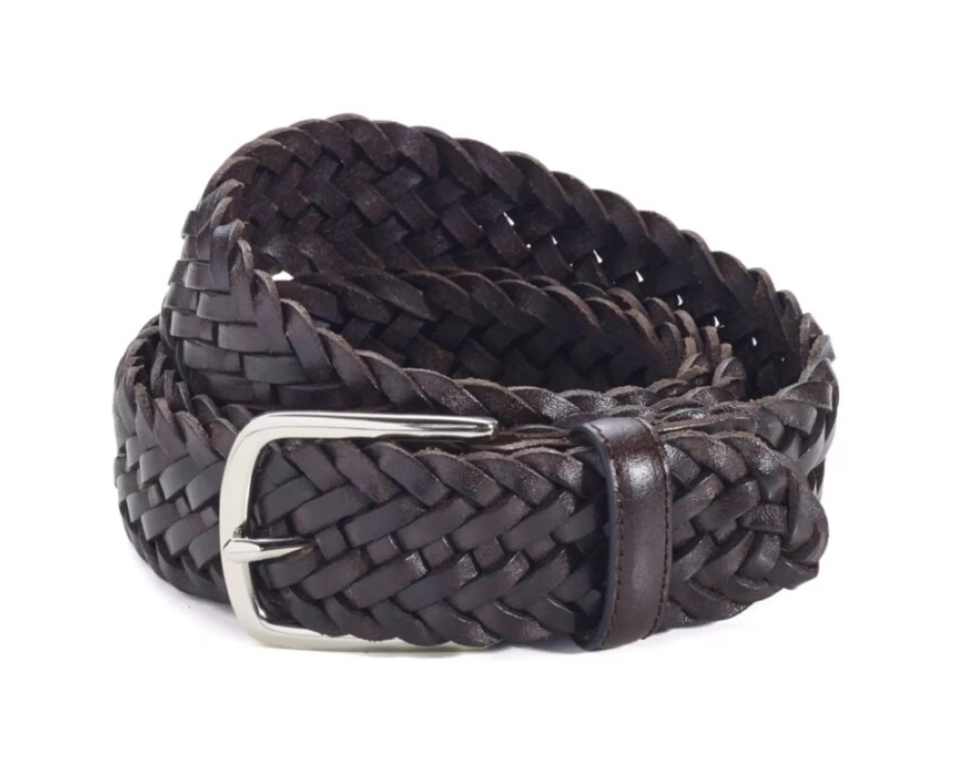 Bexley Ceintures*Ceinture En Cuir Tressee Homme Northgate Silver Chocolat