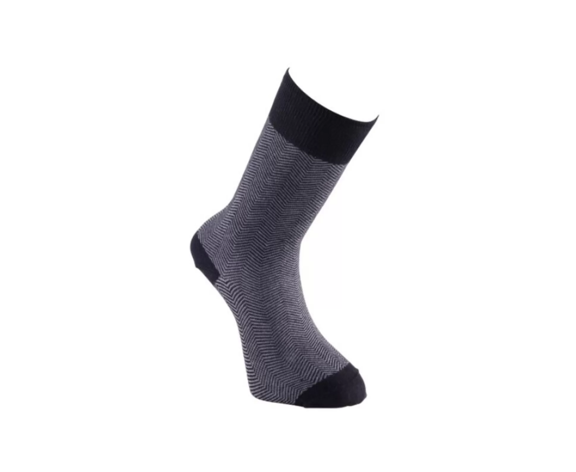 Bexley Chaussettes*Chaussettes Homme Epaisses Coton Motif Chevrons Noir Et Gris