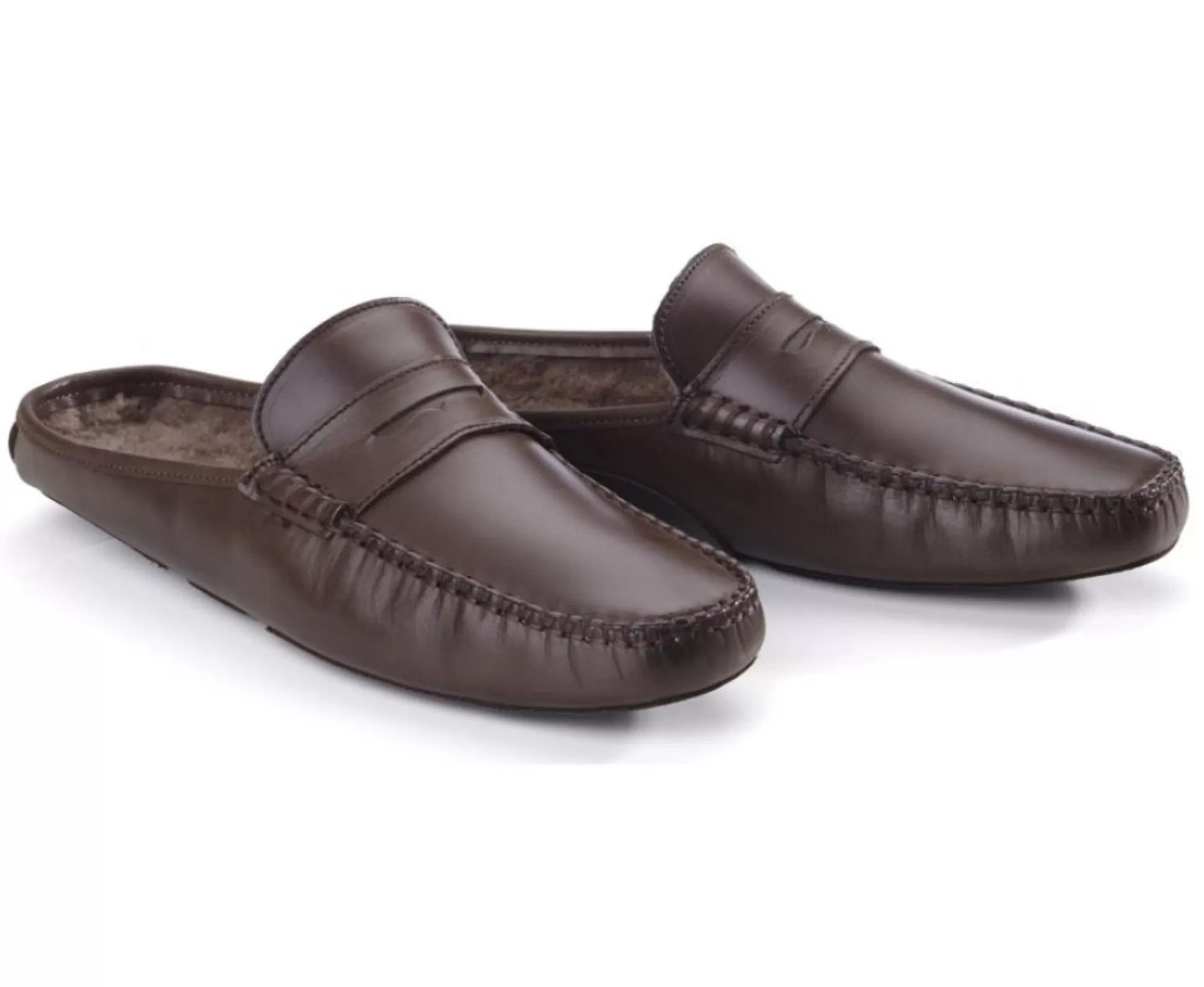 Bexley Autres Accessoires*Chaussons Ouverts Homme Cuir Chocolat