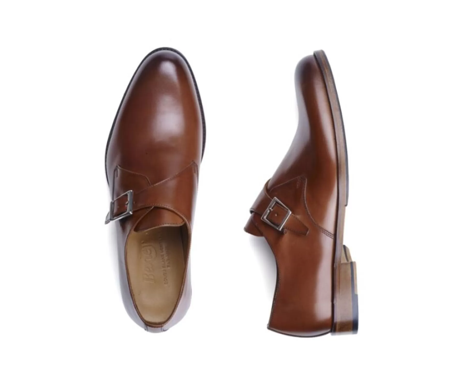 Bexley Chaussures Confort*Chaussures Cuir Homme Avec Boucle Bloomingdale Silver Patin Cognac Patine