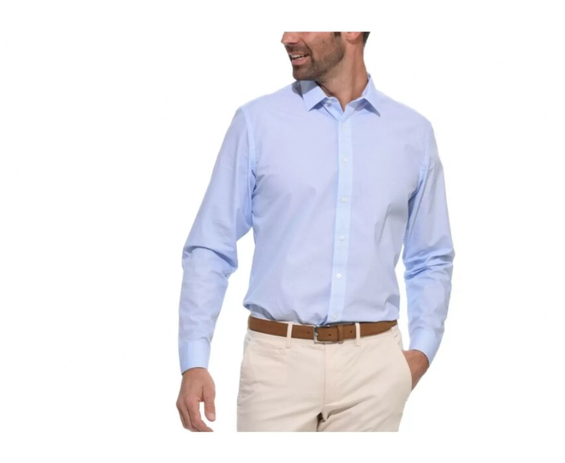 Bexley Chemises Imprimées*Chemise Blanche Imprimee Motifs Bleus - Col Francais Oscar Bleu Clair Et Blanc