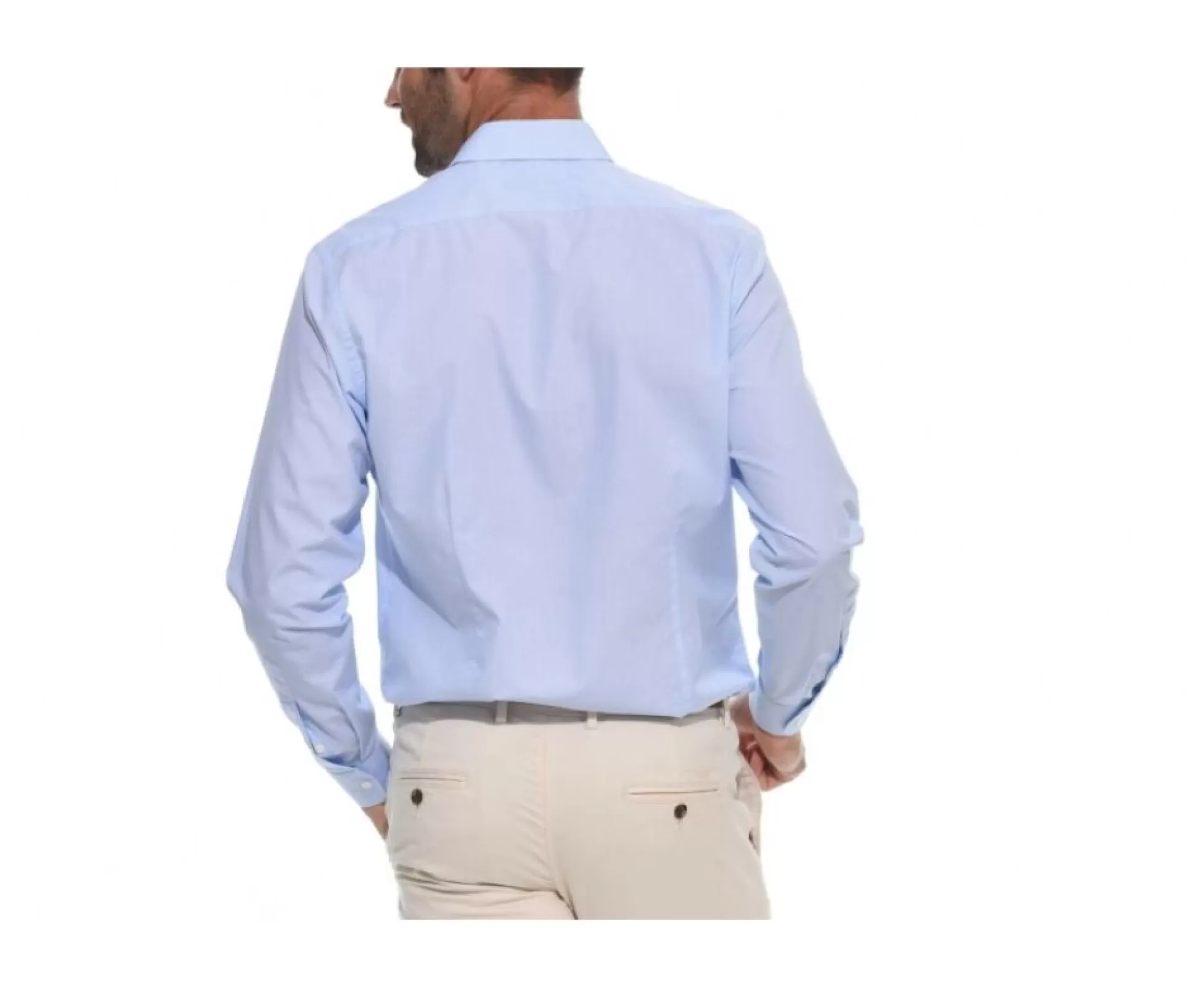 Bexley Chemises Imprimées*Chemise Blanche Imprimee Motifs Bleus - Col Francais Oscar Bleu Clair Et Blanc