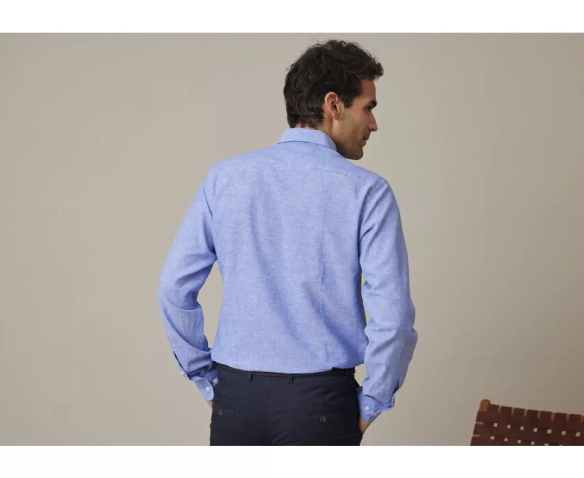 Bexley Coupe Ajustée Raccourcie*Chemise Coton Lin Chambray Bleu Et Ocean Silbert Chambray Bleu Ocean