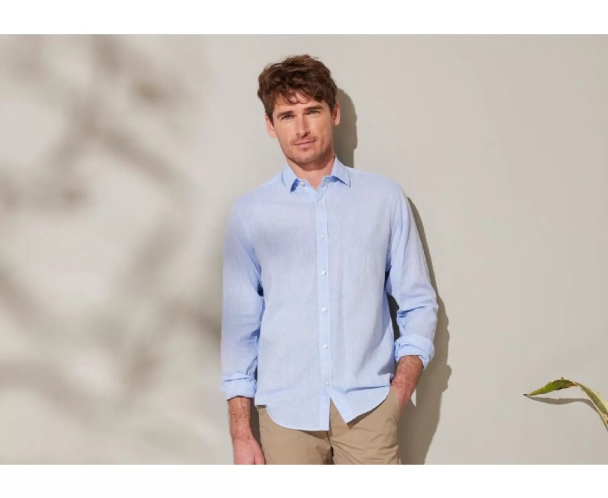 Bexley Coupe Ajustée Raccourcie*Chemise Coton Lin Silbert Chambray Bleu