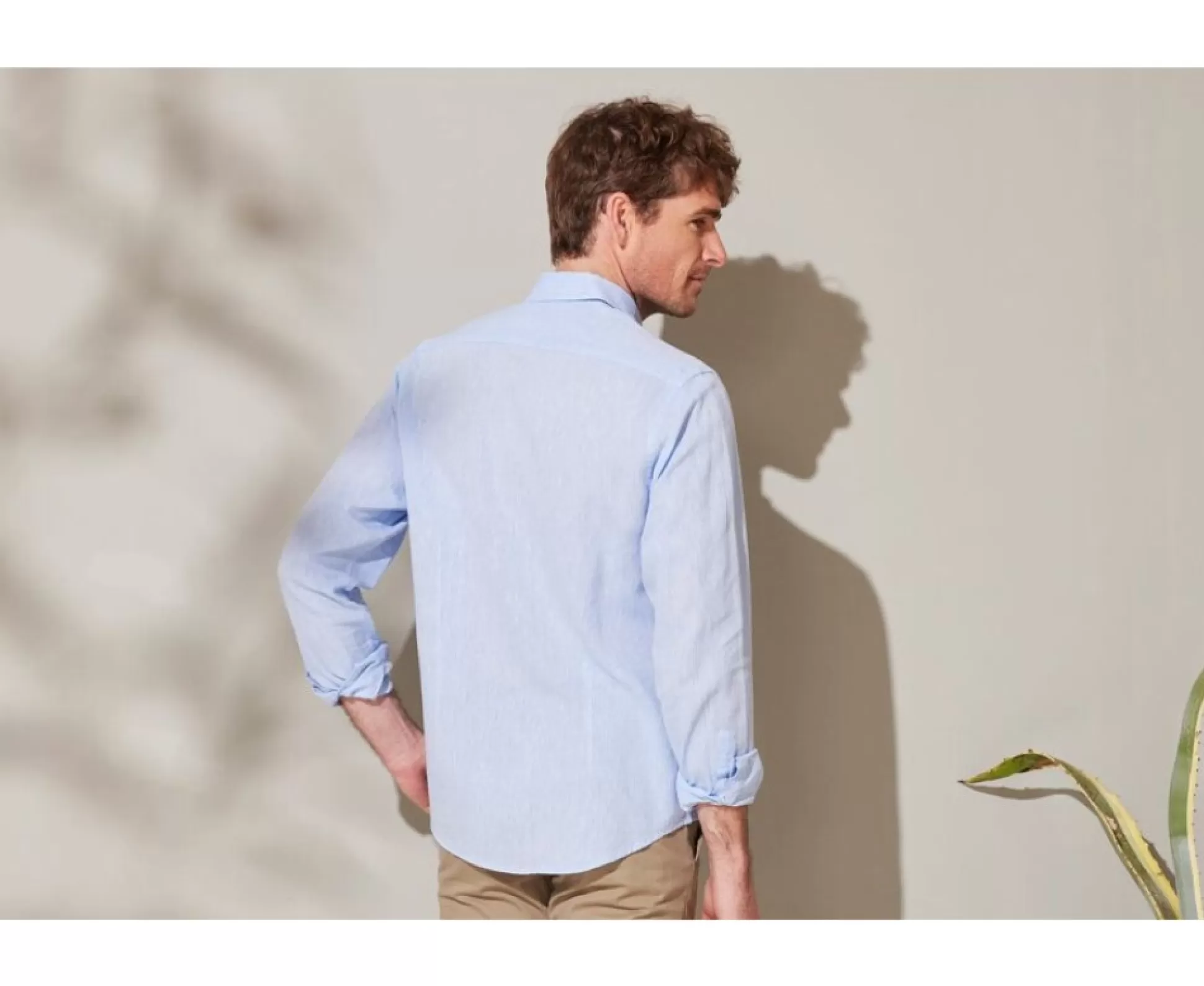 Bexley Coupe Ajustée Raccourcie*Chemise Coton Lin Silbert Chambray Bleu