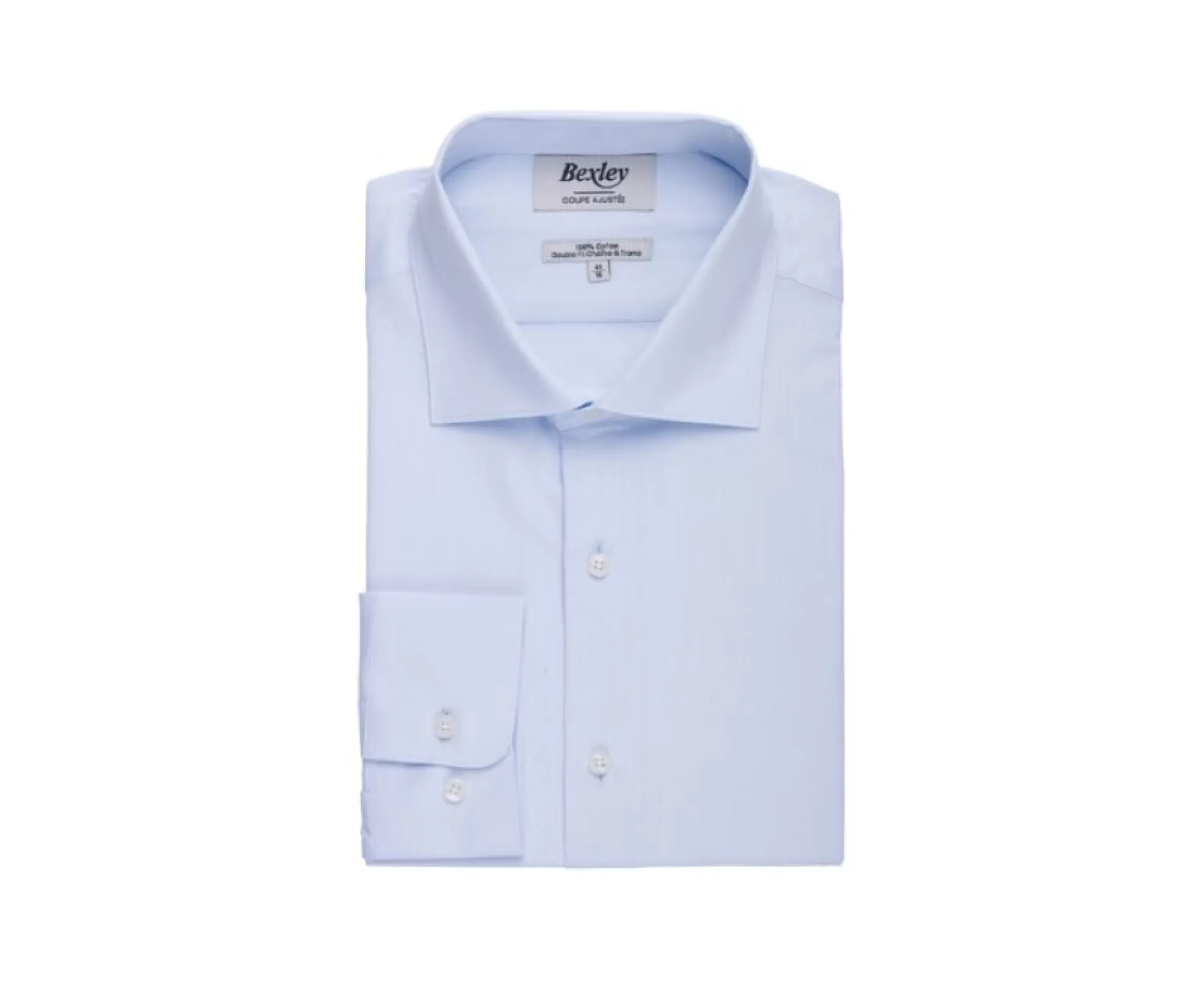 Bexley Chemises Formelles*Chemise Coton Popeline - Col Italien Ludovico Classic Bleu Pale