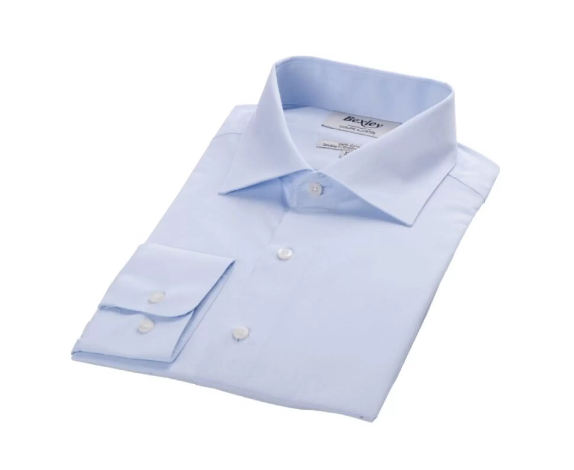 Bexley Chemises Formelles*Chemise Coton Popeline - Col Italien Ludovico Classic Bleu Pale