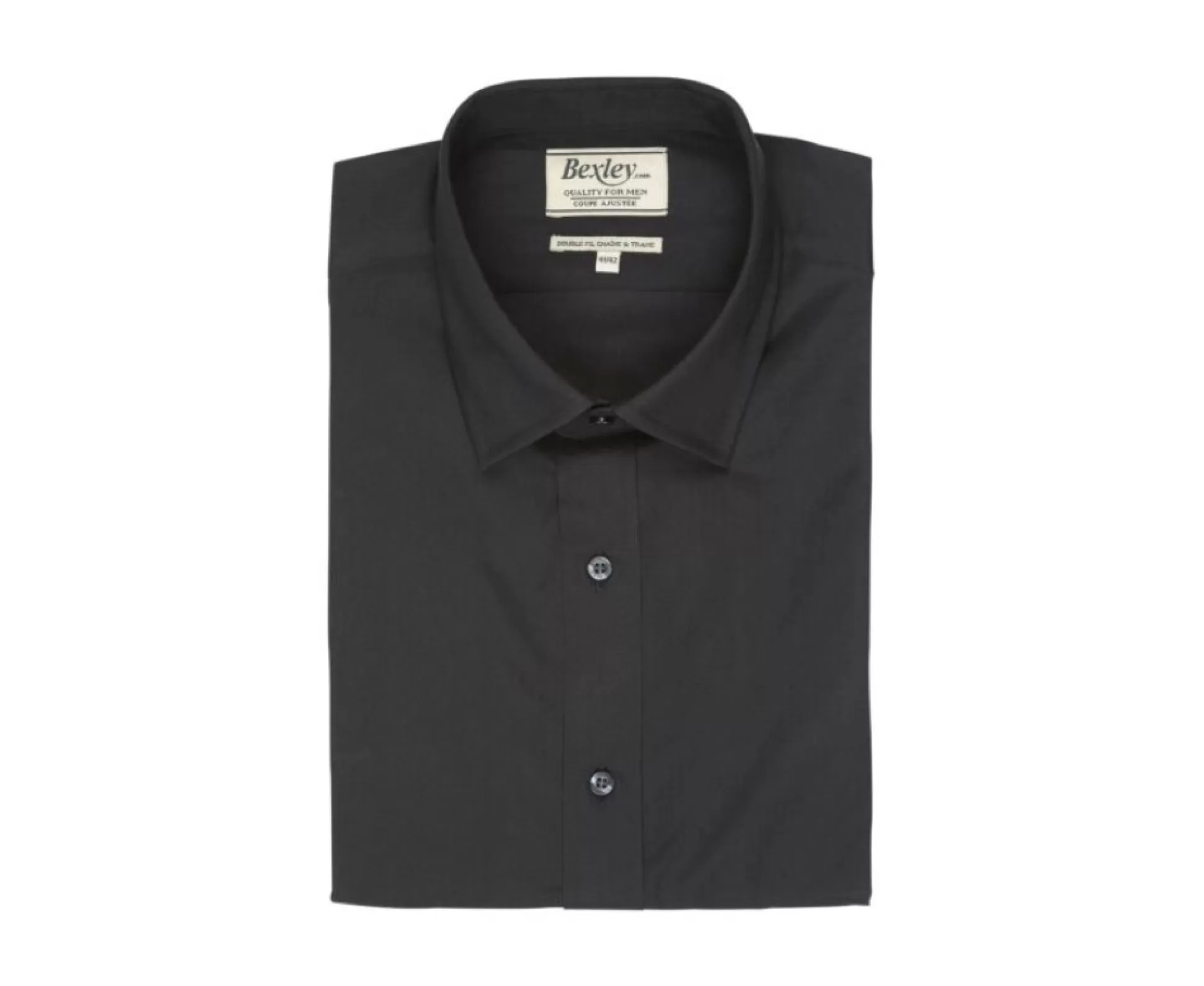 Bexley Coupe Ajustée*Chemise E Coton Popeline - Col Francais Louis Noir