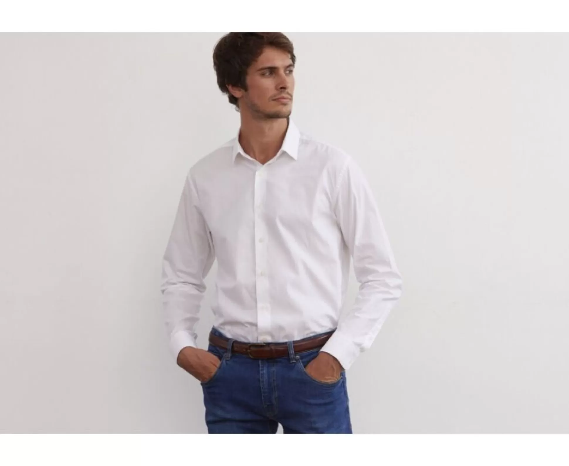 Bexley Chemises Formelles*Chemise He Twill Chevrons Homme Camelien Blanc