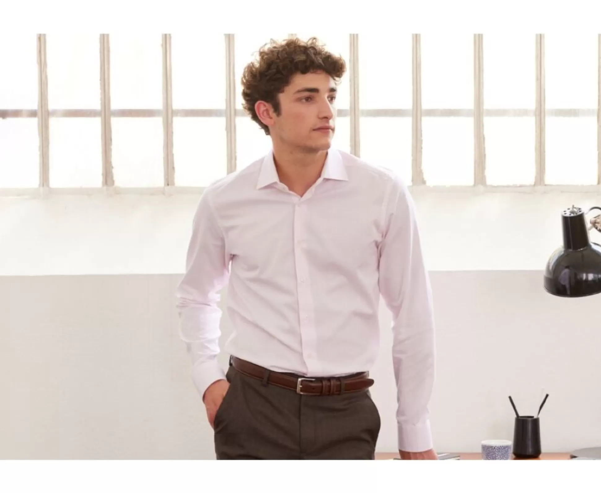 Bexley Coupe Ajustée*Chemise Oxford Rose - Col Italien Ernesto Rose Clair Et Blanc