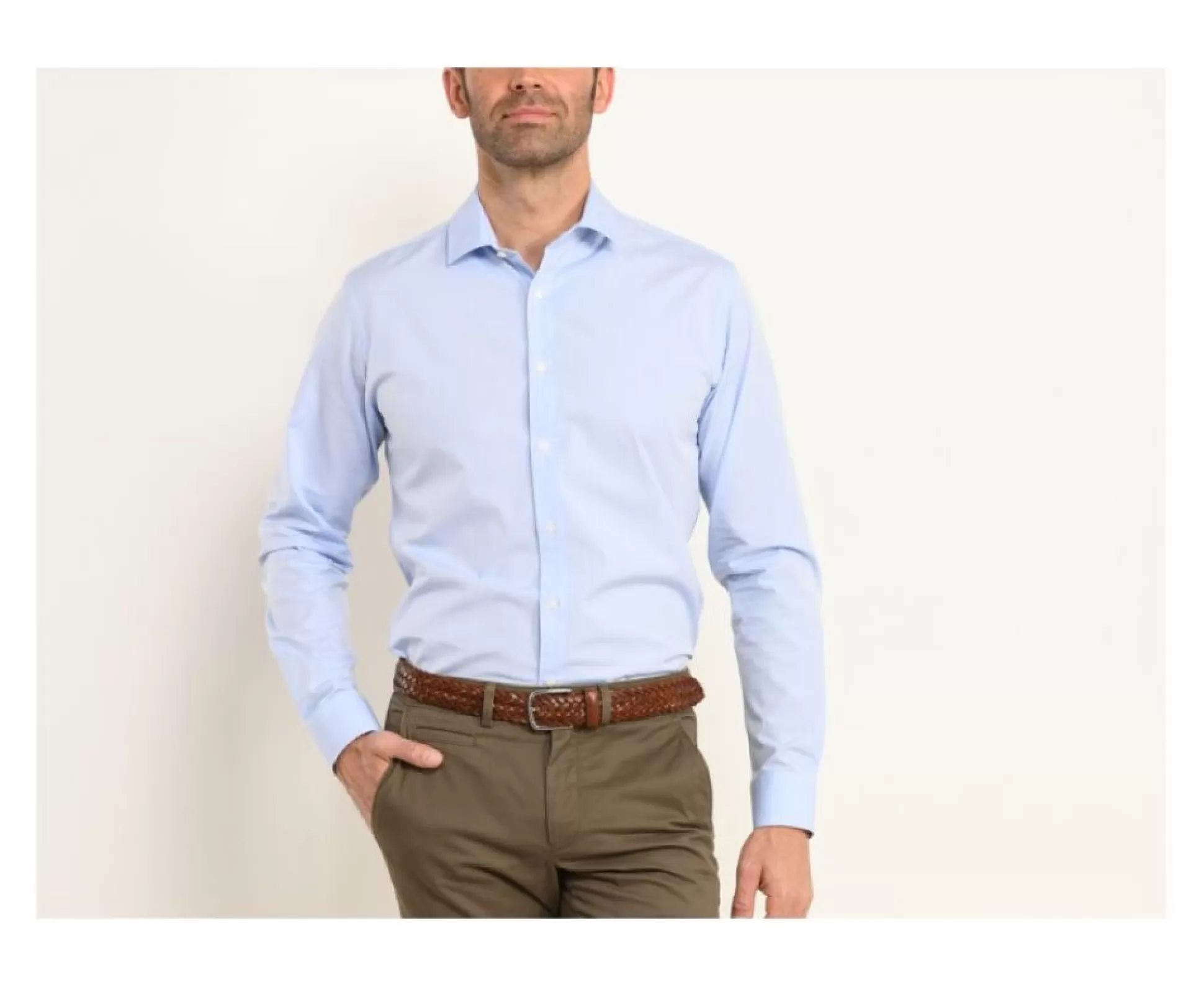 Bexley Chemises Formelles*Chemise Popeline - Col Francais Louis. Bleu Ciel