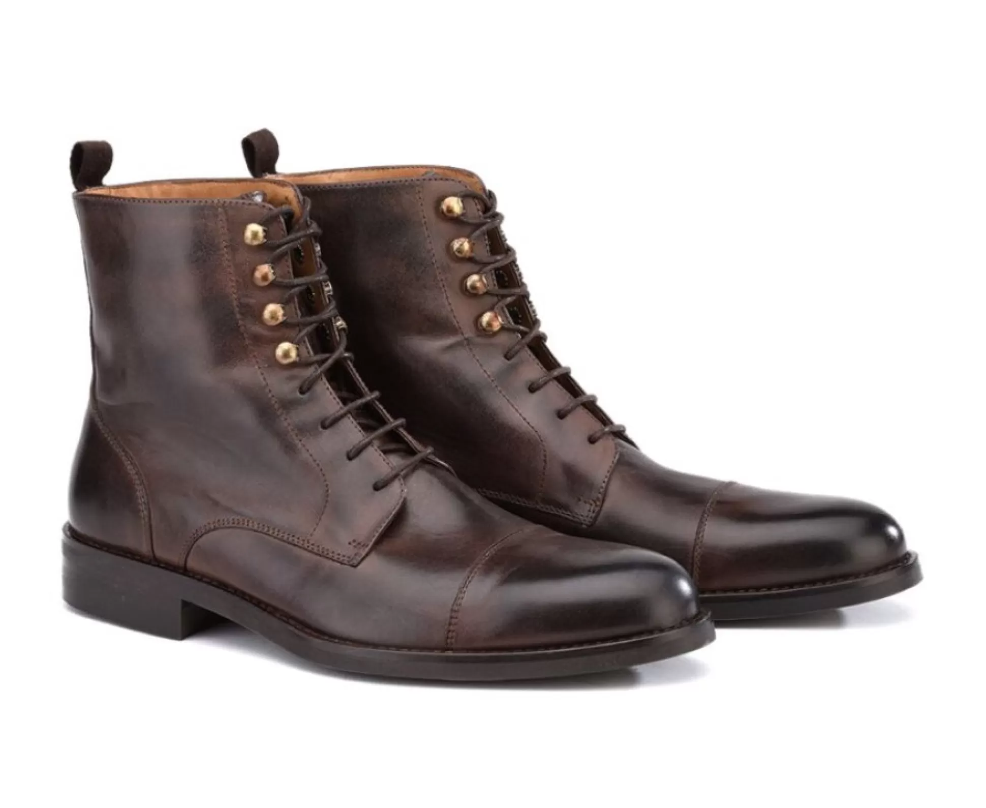 Bexley Chaussures Confort*Derby Boots Homme A Lacets Enfield Ii Gomme City Chocolat Patine