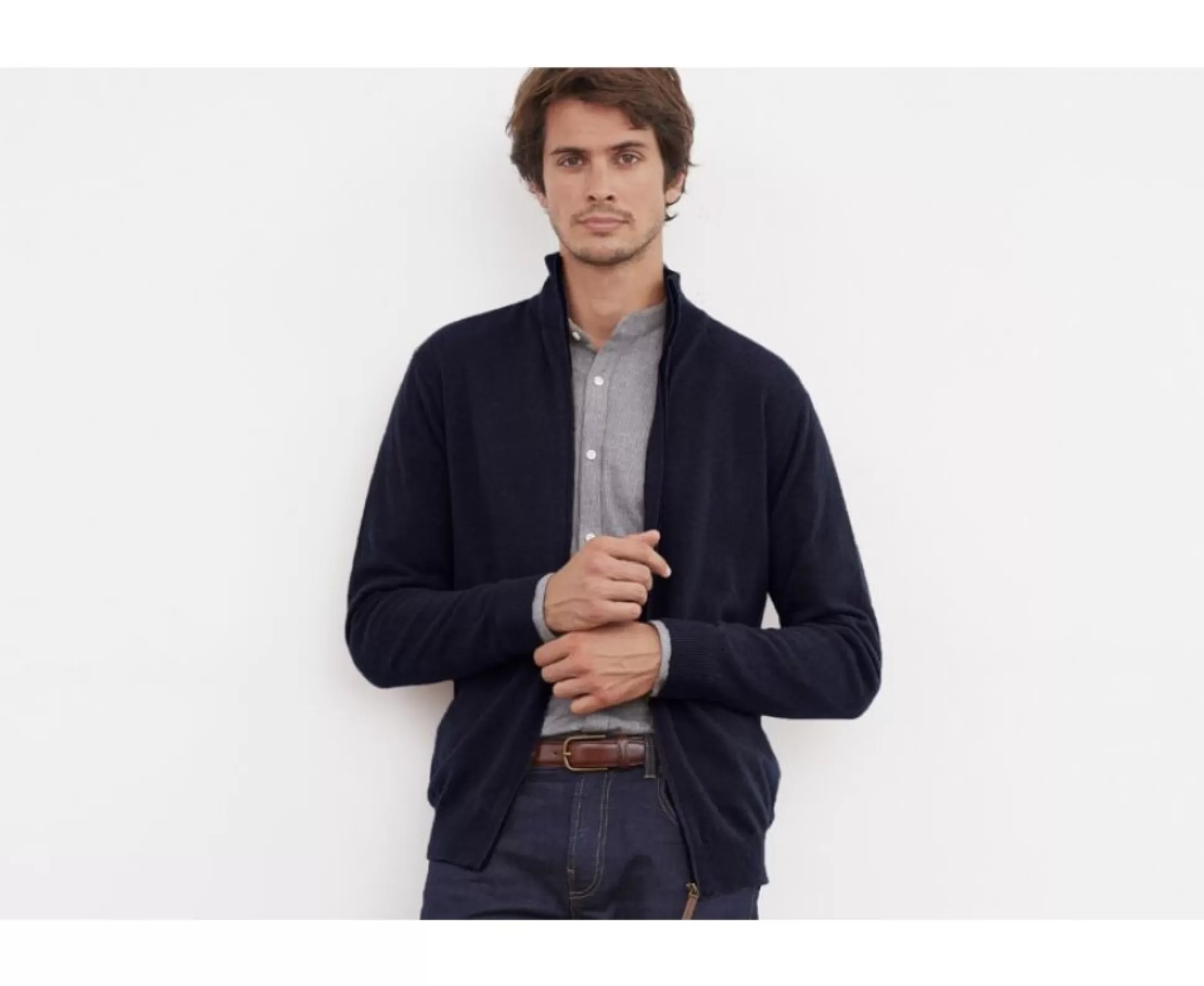 Bexley Pulls En Laine*Gilet Zippe Homme Laine Kanty Navy