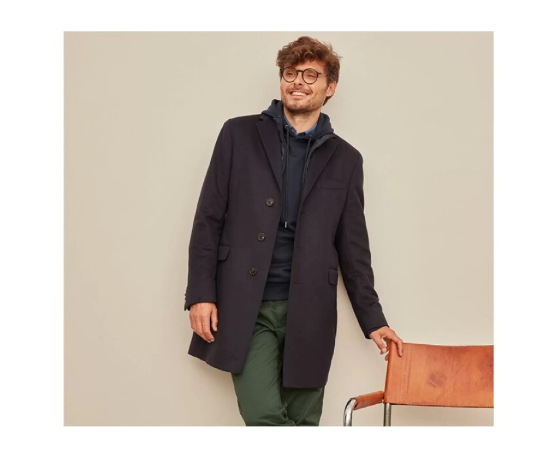 Bexley Manteaux & Trenchs*Manteau Homme Laine Cachemire Hiver Bleu Honore Ii Marine