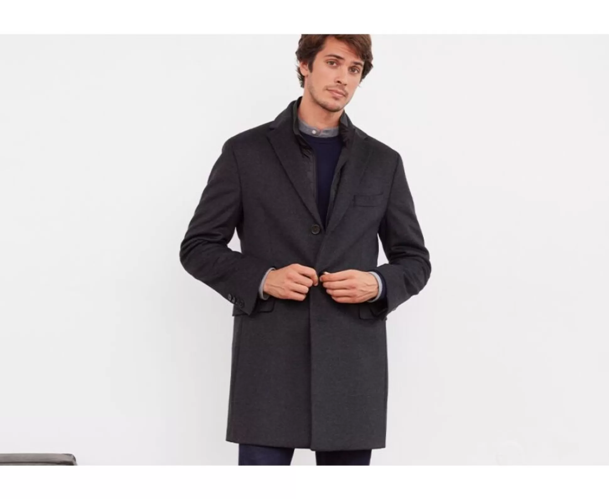 Bexley Manteaux & Trenchs*Manteau Homme Laine Cachemire Hiver Honore Ii Gris Anthracite