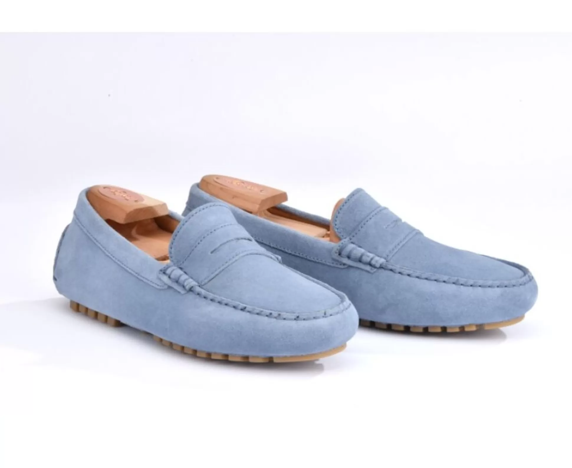 Bexley Mocassins & Drivers*Mocassin Ete Homme Cuir Ferguson Velours Bleu Ciel