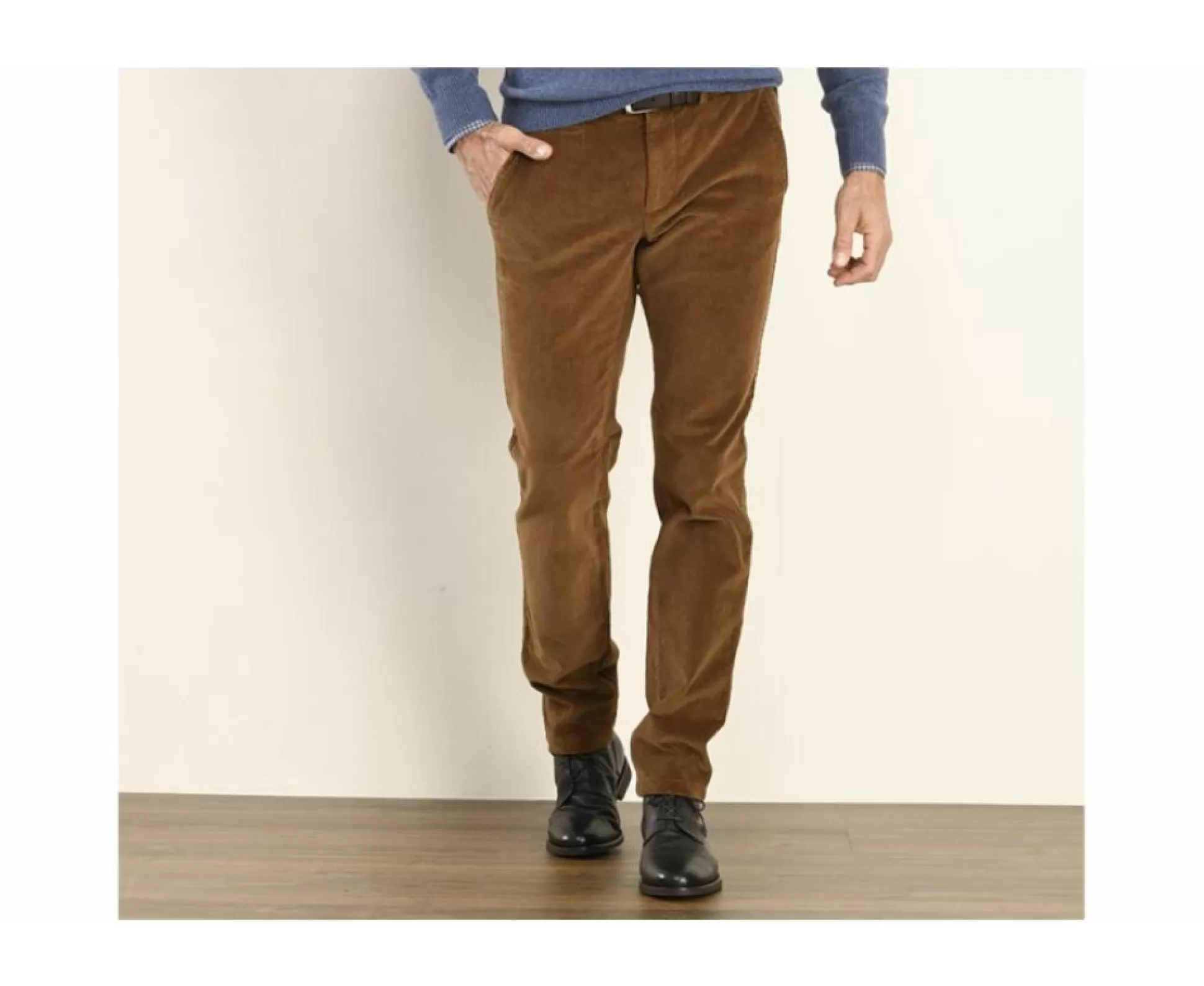 Bexley Coupe Ajustée*Pantalon Chino Velours Cotele Homme Norman Camel Fonce