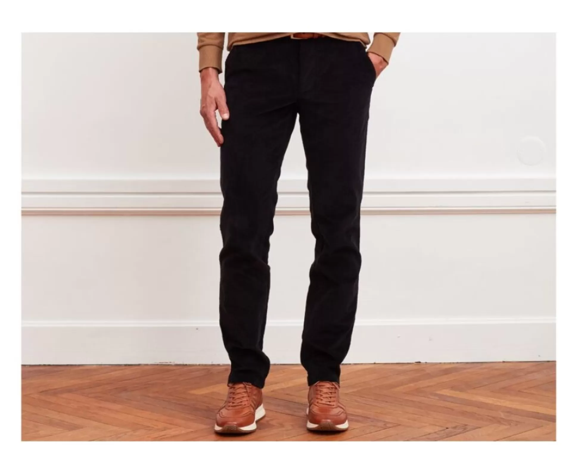 Bexley Coupe Ajustée*Pantalon Chino Velours Cotele Homme Norman Noir