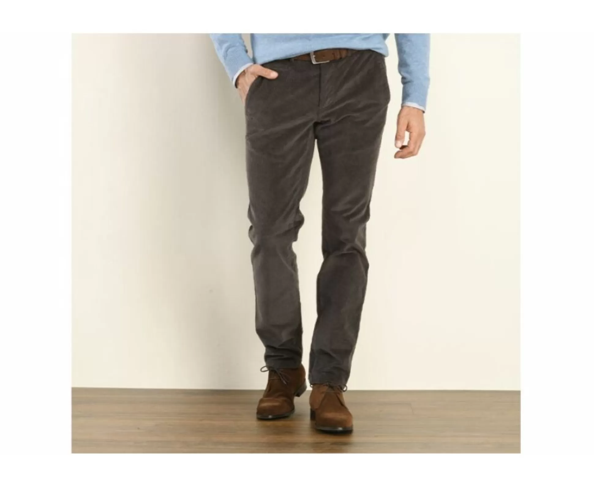 Bexley Coupe Ajustée*Pantalon Chino Velours Cotele Homme Norman Gris Taupe