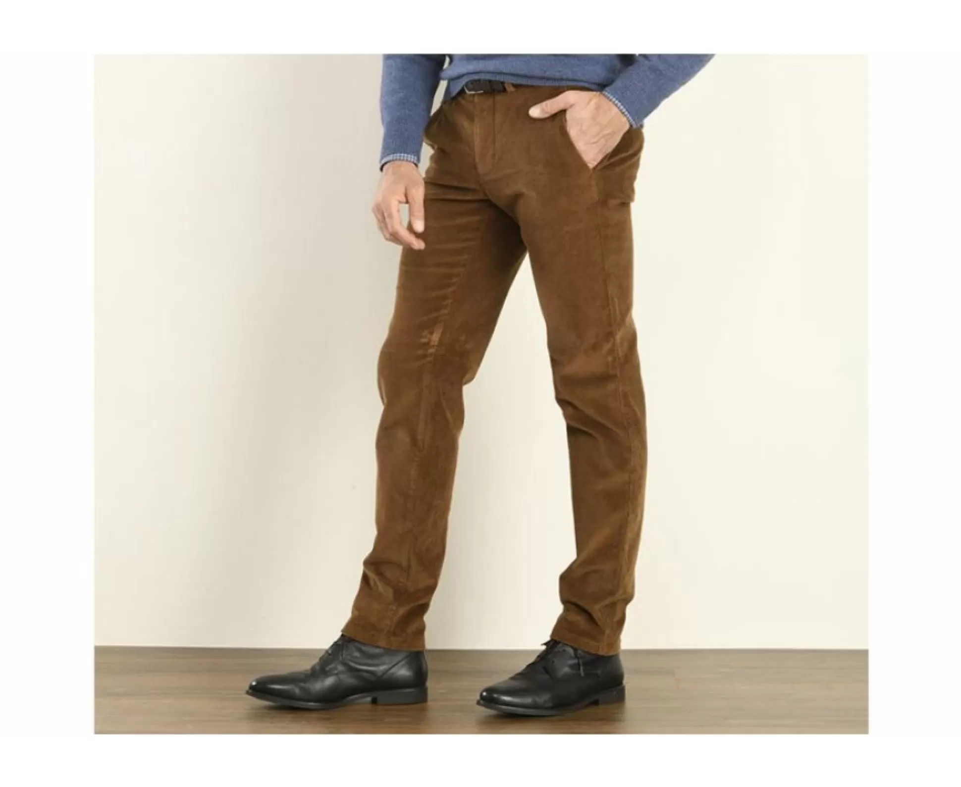 Bexley Coupe Ajustée*Pantalon Chino Velours Cotele Homme Norman Camel Fonce