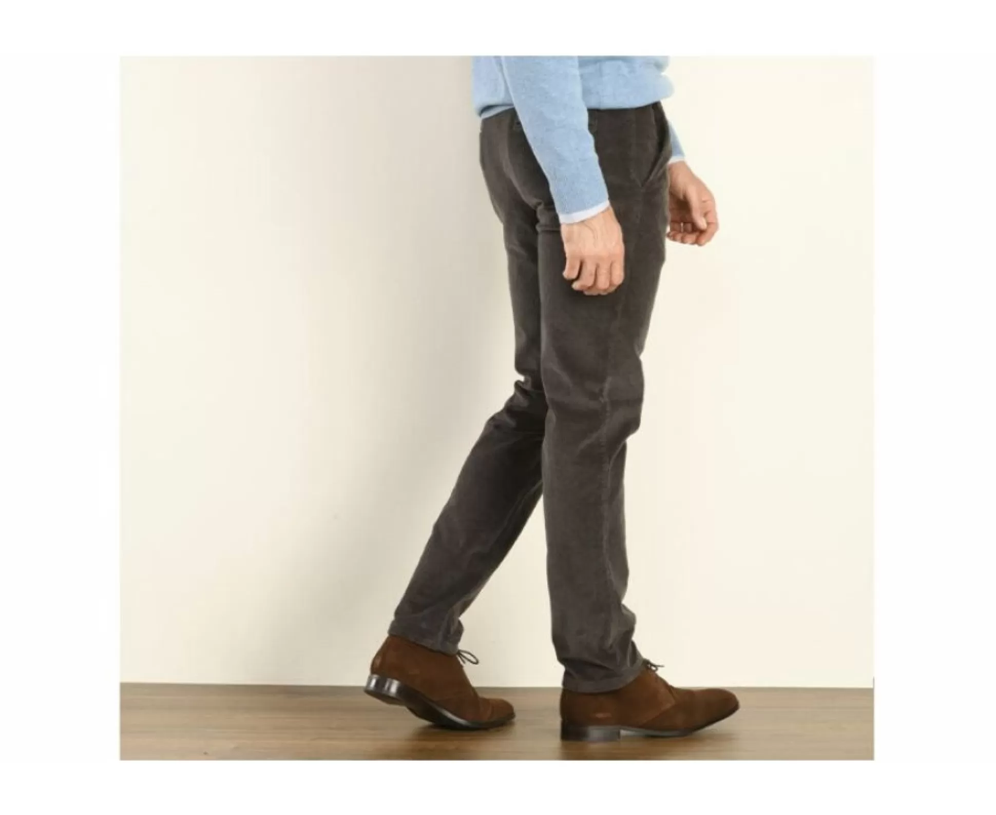 Bexley Coupe Ajustée*Pantalon Chino Velours Cotele Homme Norman Gris Taupe