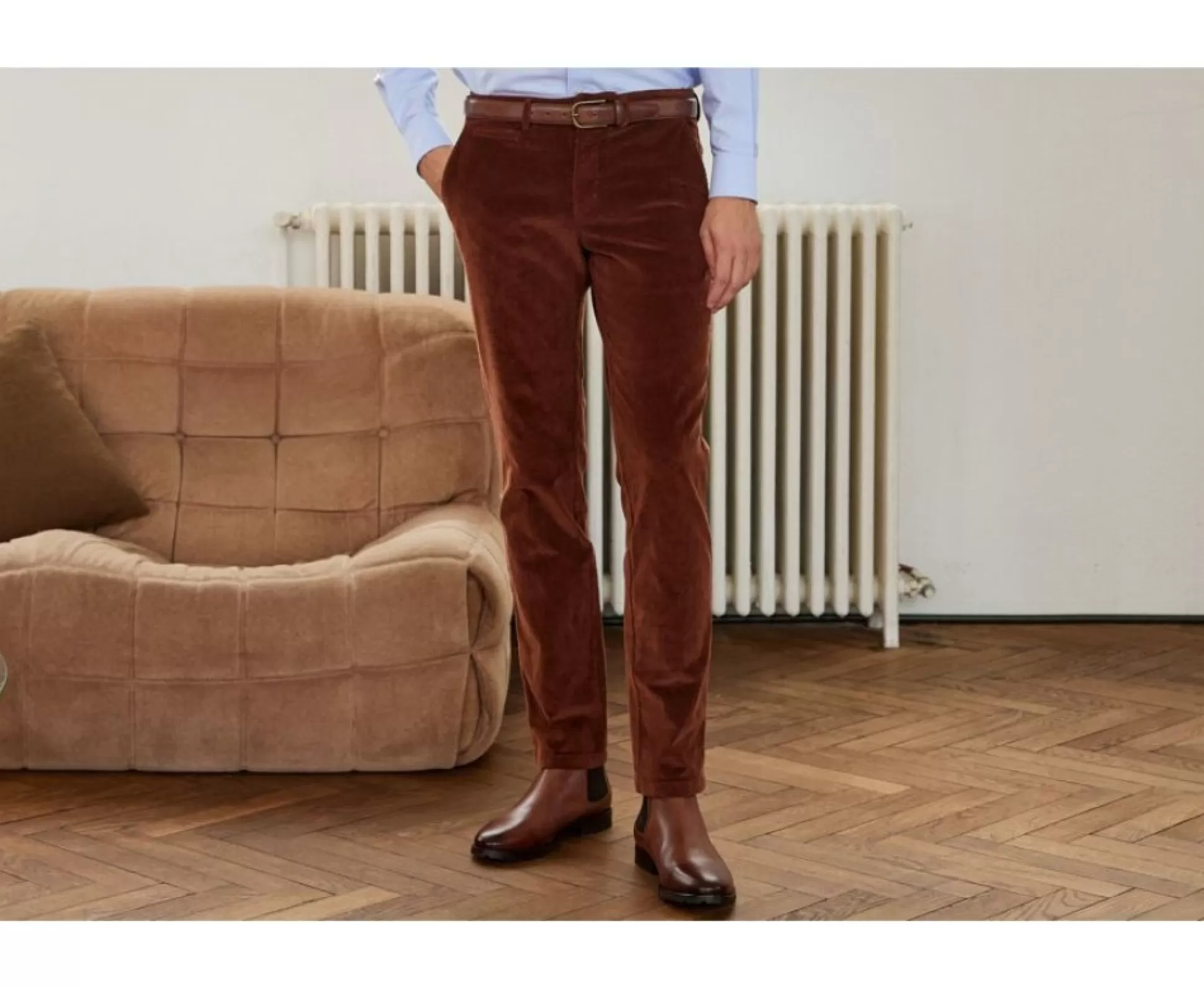 Bexley Coupe Ajustée*Pantalon Chino Velours Cotele Homme Norman | Caramel Fonce