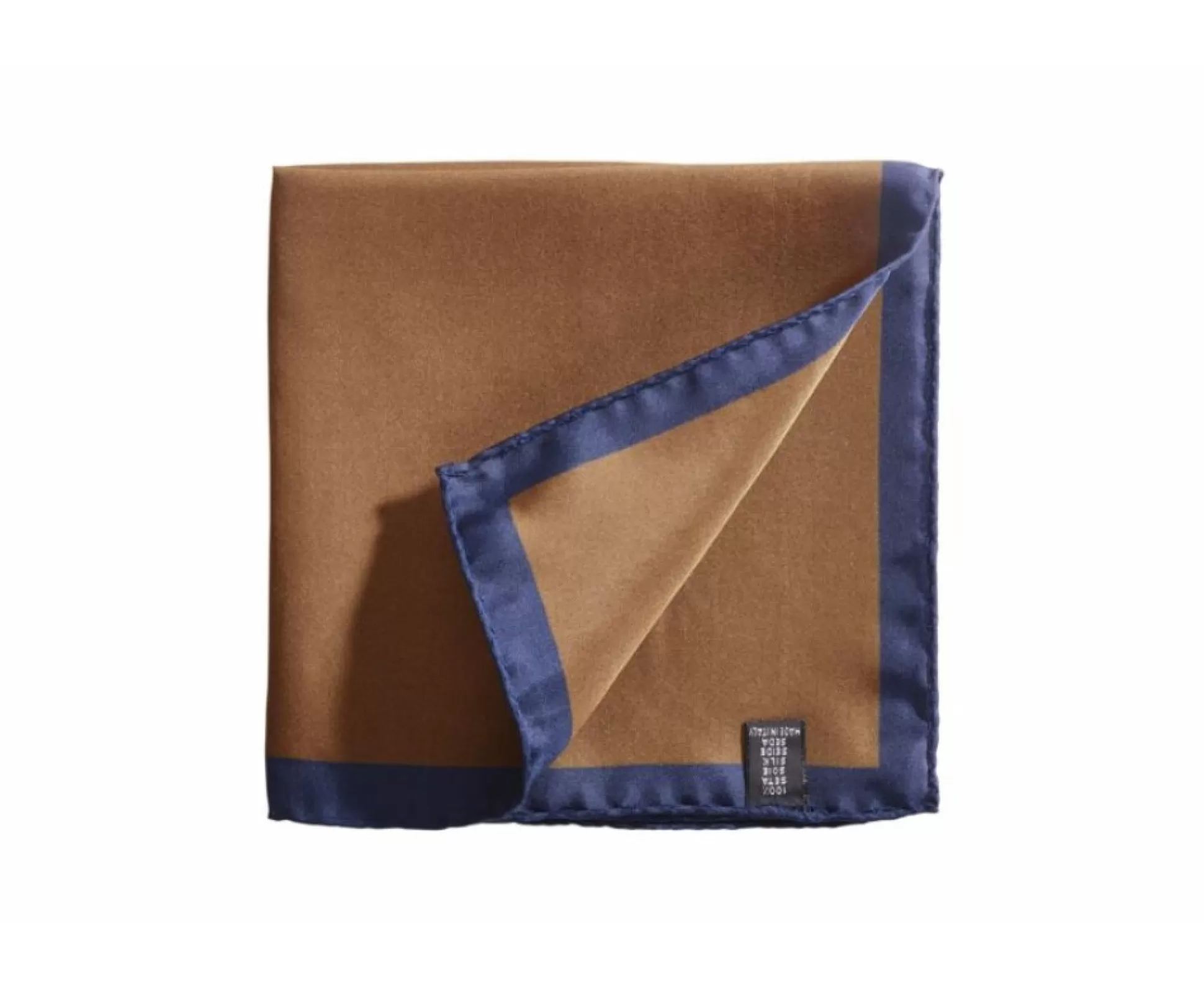 Bexley Cravates, Noeuds Papillon & Pochettes*Pochette Costume En Soie Camel A Bordure Marine Camel Bordure Marine