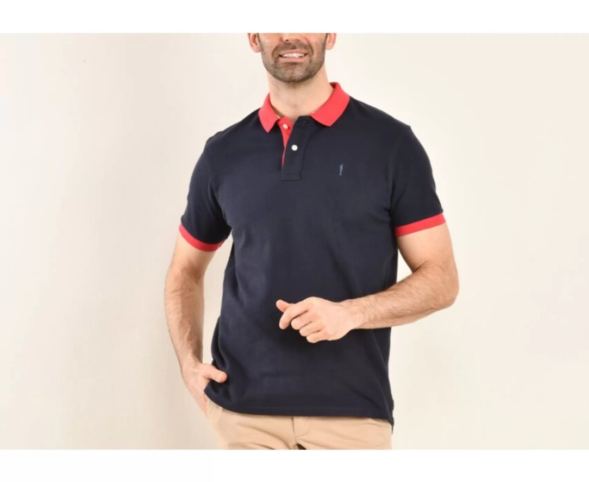 Bexley Polos Coupe Ajustée*Polo Homme Ardley Navy Et Framboise