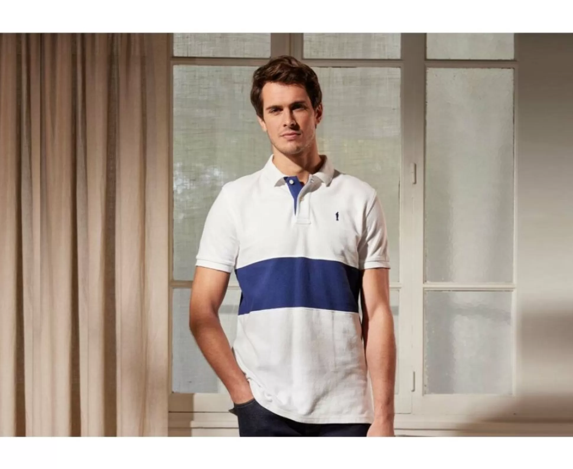 Bexley Polos Coupe Ajustée*Polo Homme Aurick Blanc Et Marine