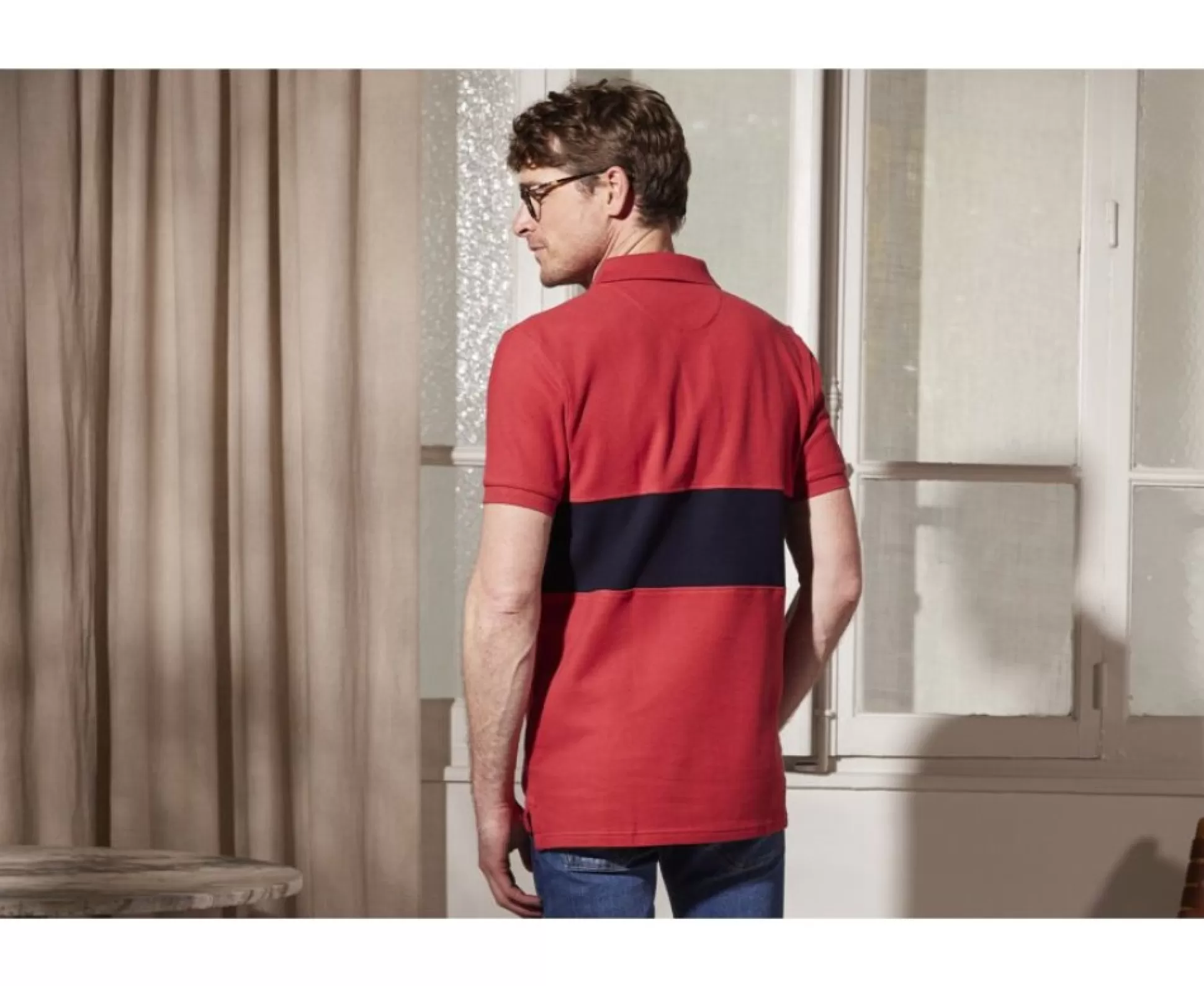 Bexley Polos Coupe Ajustée*Polo Homme Aurick Rouge Basque Et Marine