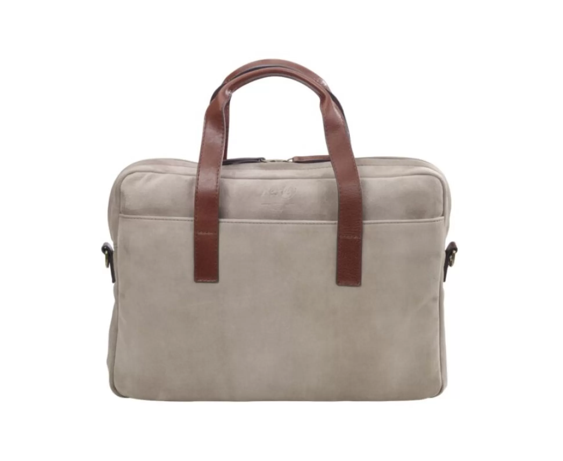 Bexley Sacs, Cartables & Gants Cuir*Porte-Documents En Velours Taupe Harwinton Velours Taupe Et Cuir Cognac