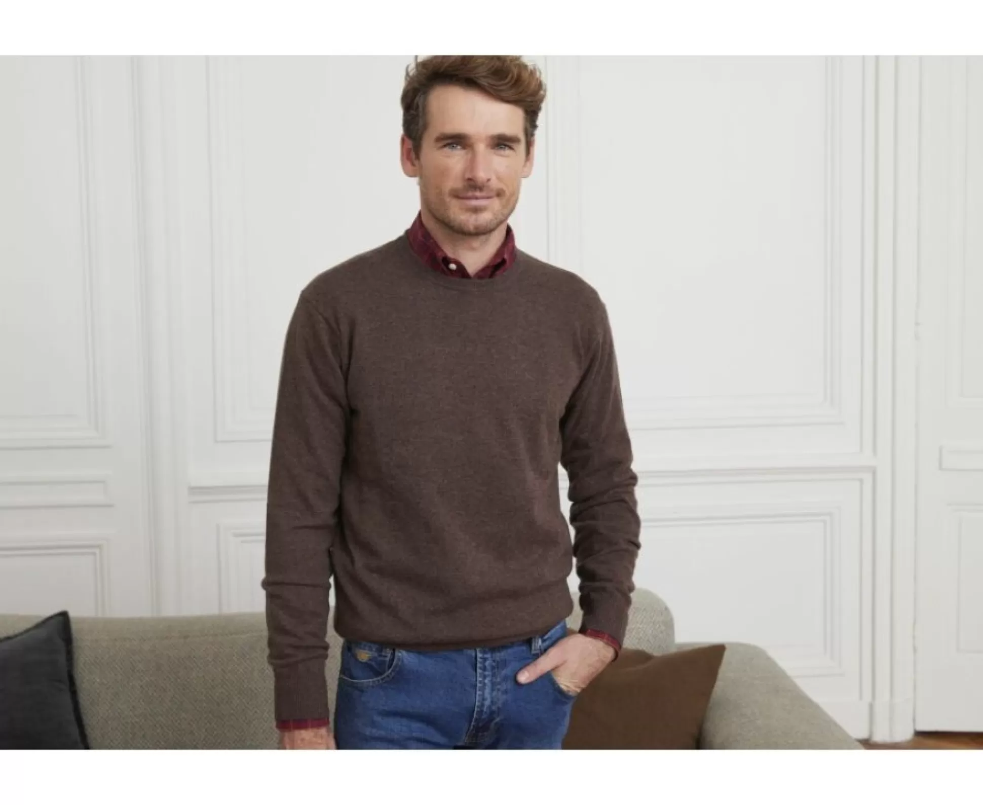 Bexley Pulls En Laine*Pull Col Rond Homme Laine Conan Marron Brun