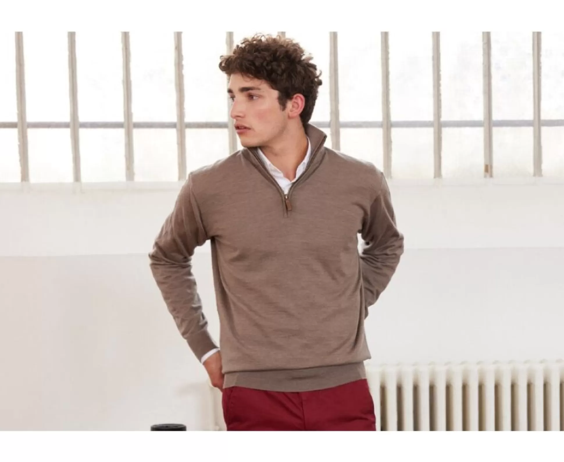 Bexley Pulls En Laine*Pull Col Zippe Homme Vlarinos | Gris Taupe Chine