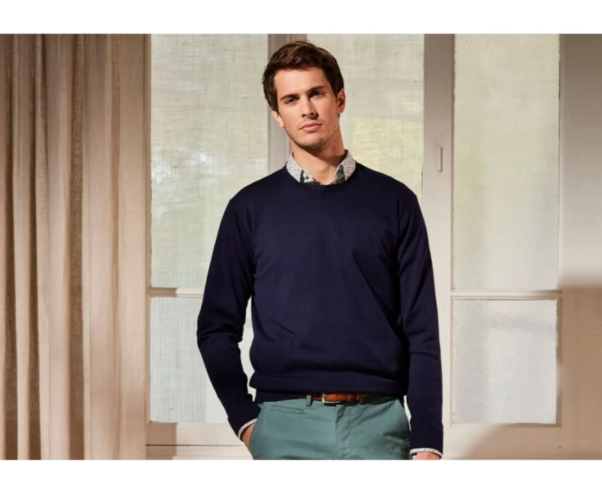 Bexley Pulls En Coton Bio/Cachemire*Pull Fin Homme Coton Pima/Cachemire Col Rond Vladimir Navy