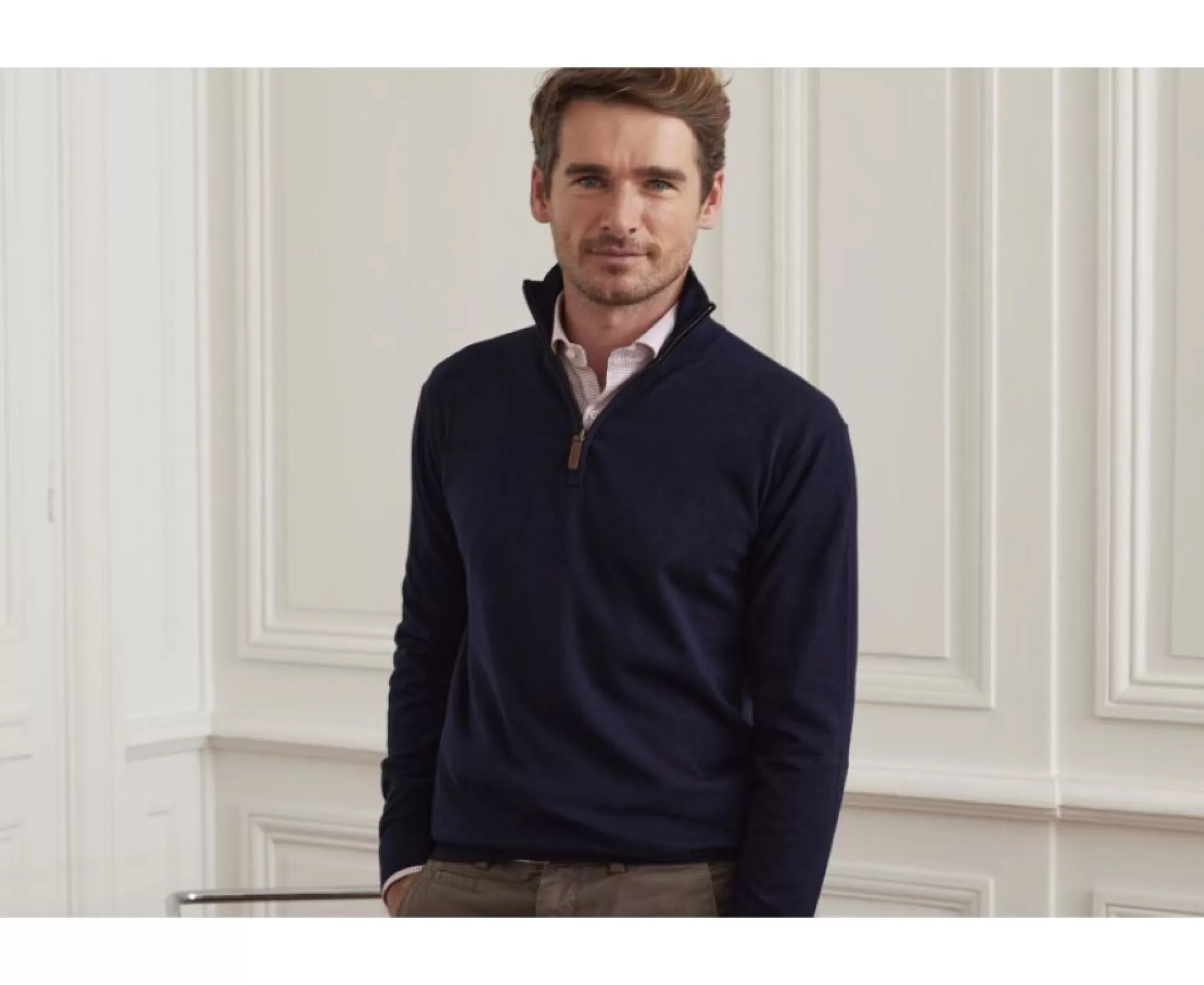 Bexley Pulls En Coton Bio/Cachemire*Pull Fin Homme Coton Pima/Cachemire Col Zippe Vlad Navy