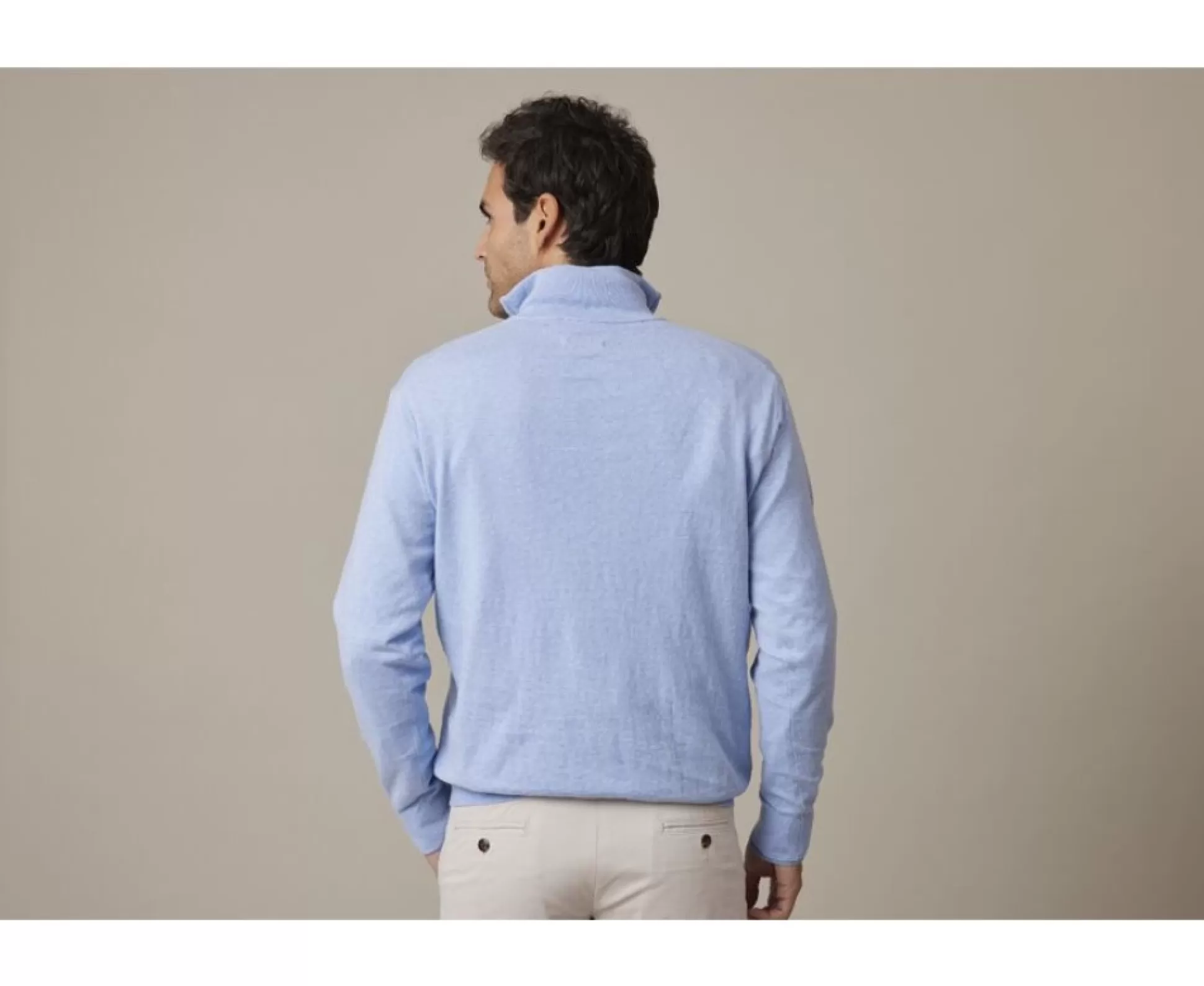 Bexley Pulls En Coton Bio/Cachemire*Pull Fin Homme Coton/Cachemire Col Zippe Vlad Bleu Ciel Chine