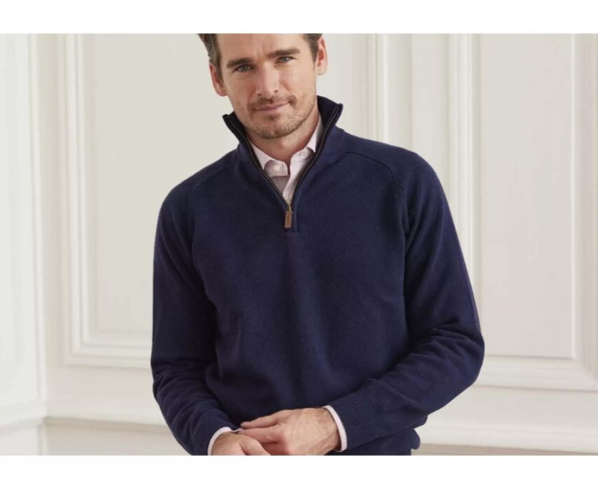 Bexley Pulls En Laine*Pull Homme Laine Col Zippe Kenneth Navy