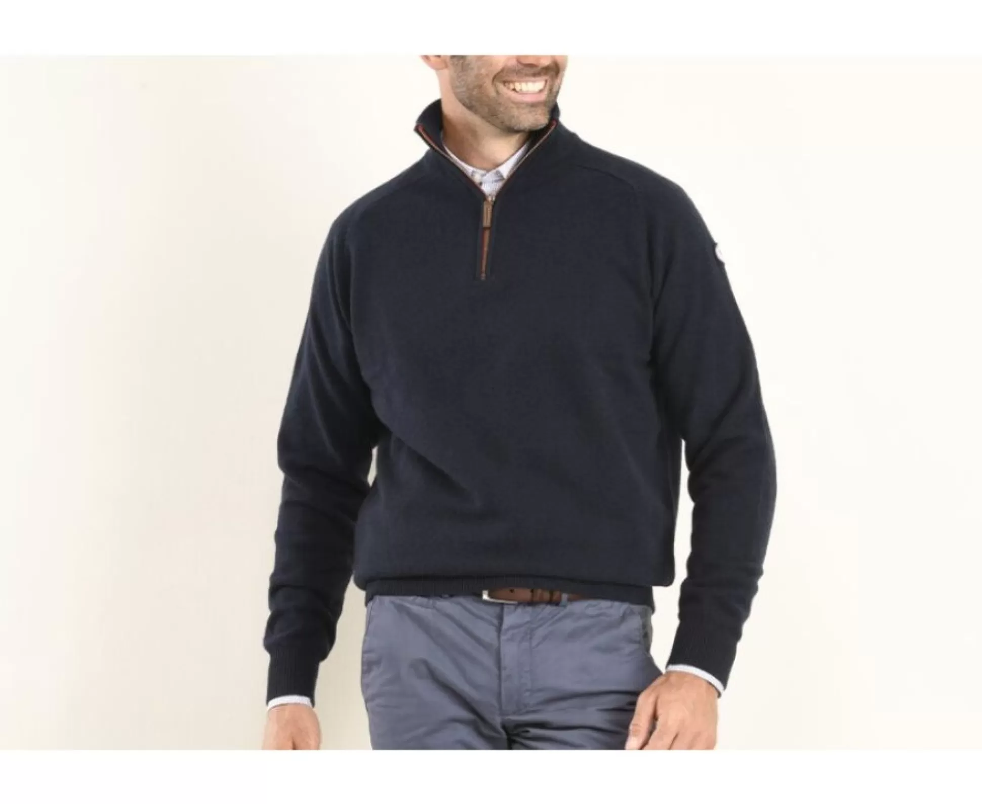 Bexley Pulls En Laine*Pull Laine Col Zippe Marine Kenny Ii Bleu Marine