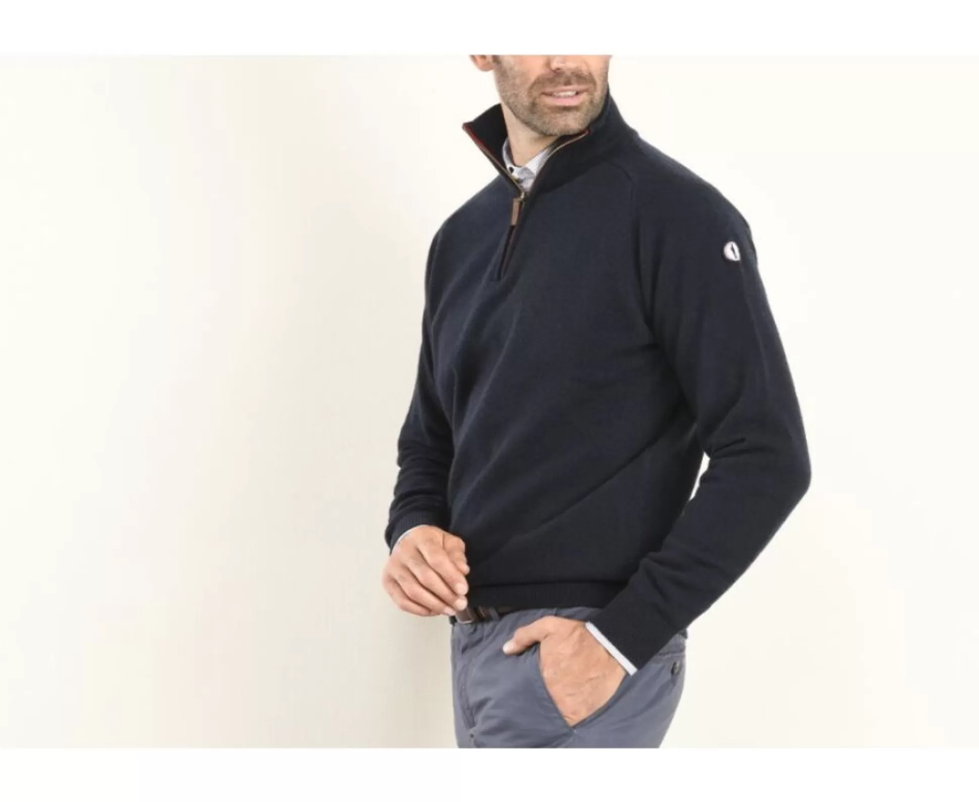 Bexley Pulls En Laine*Pull Laine Col Zippe Marine Kenny Ii Bleu Marine