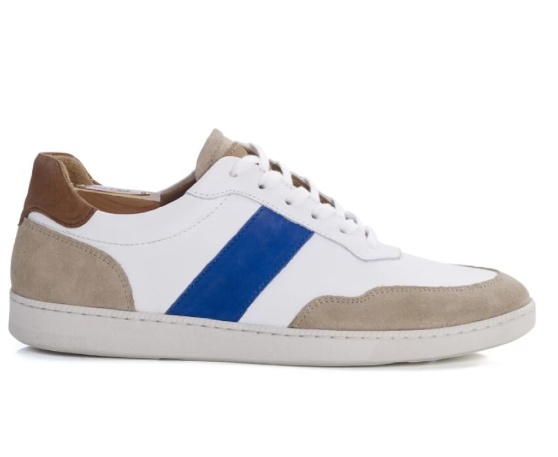 Bexley Sneakers & Baskets*Sneakers Cuir Homme Berringa Blanc Beige Et Bleu