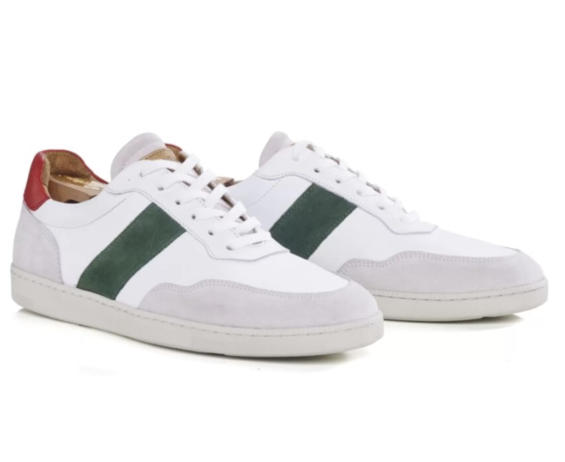 Bexley Sneakers & Baskets*Sneakers Cuir Homme Ecru Et Vert Berringa Blanc Ecru Et Vert