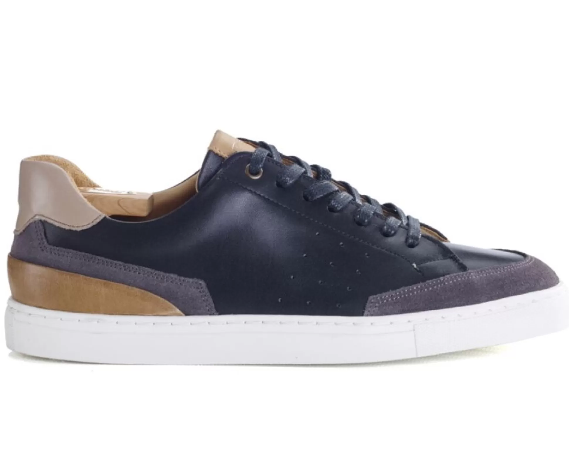 Bexley Sneakers & Baskets*Sneakers Homme Cuir Beloka | Noir Et Velours Gris