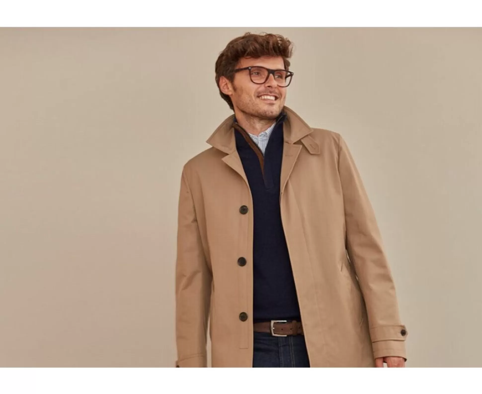 Bexley Manteaux & Trenchs*Trench Homme Aurele Ii Beige Fonce